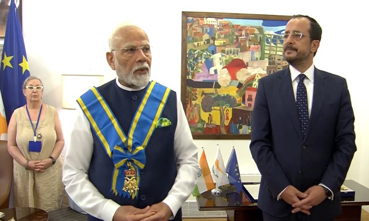 PM मोदी को साइप्रस का सर्वोच्च सम्मान, कहा-ये हमारे देश के सांस्कृतिक भाईचारे और “वसुधैव कुटुंबकम” की विचारधारा का है सम्मान