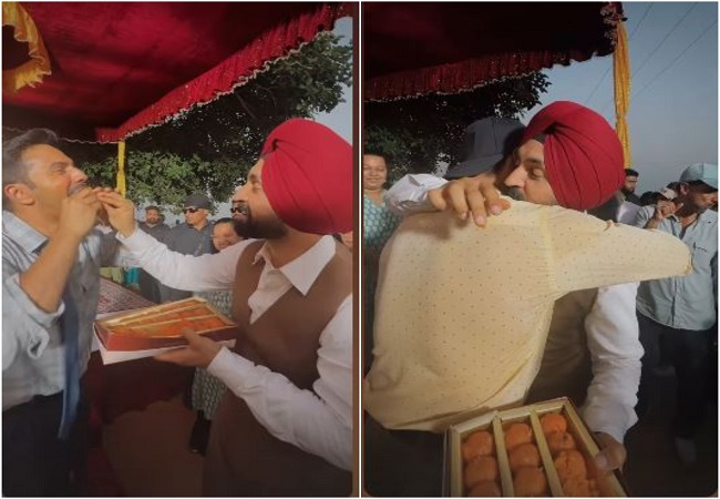 बार्डर-2 के एक्टर दिलजीत दोसांझ ने बांटे लड्डू, सोशल ​मीडिया पर वीडियो वायरल