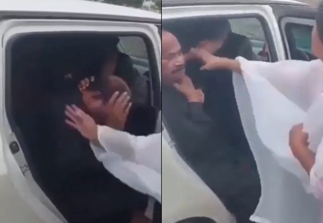 Video: नेताजी को महिला ने बीच सड़क चप्पल से पीटा, ब्लैकमेल करने और पैसे मांगने का आरोप