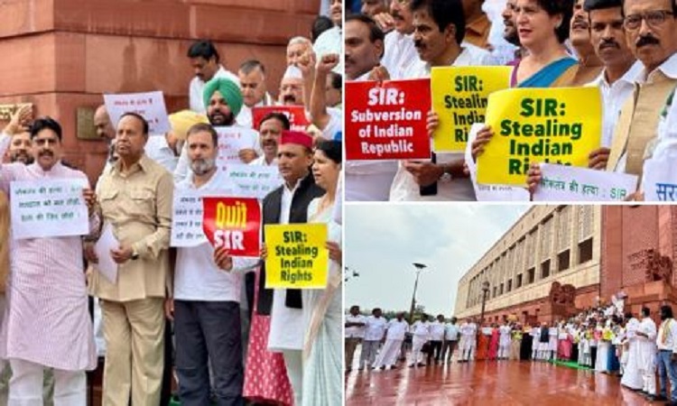 बिहार मतदाता सूची पुनरीक्षण को लेकर संसद में विपक्ष का प्रदर्शन: प्रियंका गांधी बोलीं-SIR की प्रक्रिया है लोकतंत्र का कत्ल