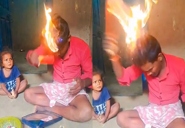 Viral video:फायर हेयरकट का युवक ने बताया अनोखा स्टाइल ,”देसी जुगाड़” कहकर मजाक उड़ा रहे यूजर्स