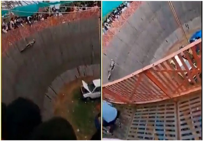 Video Viral : ‘मौत के कुएं’ में गिरा स्टंटमैन, बिना ड्राइवर के दौड़ती रही बाइक, नजारा देख लोगों के उड़े होश