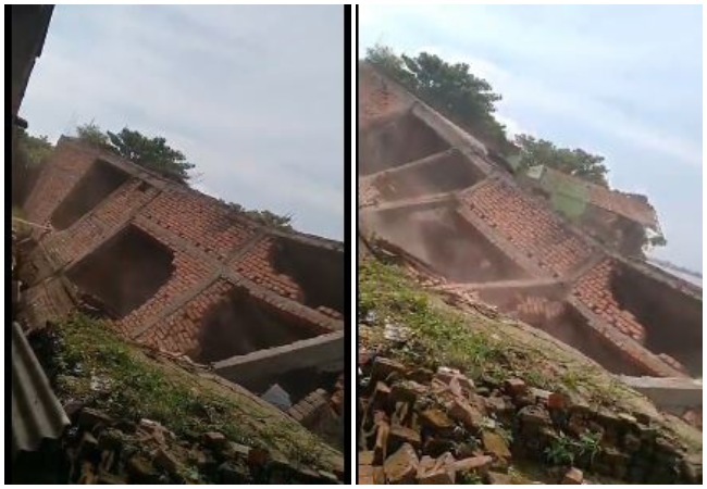 यूपी के बलिया जिले में 24 घंटे में 24 घर गंगा में समाए, बाढ़ के पानी से कटान लगातार जारी