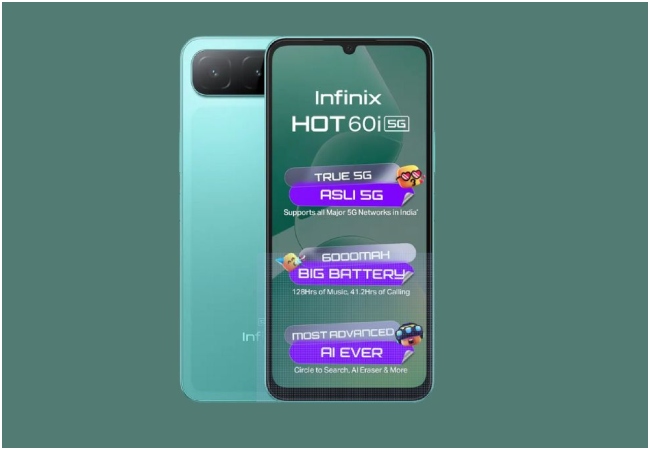 Infinix HOT 60i 5G Launched: नया इनफिनिक्स फोन 6.75 इंच HD+ IPS डिस्प्ले, डाइमेंशन 6400 SoC और 6000mAh बैटरी से है लैस, कीमत बेहद कम