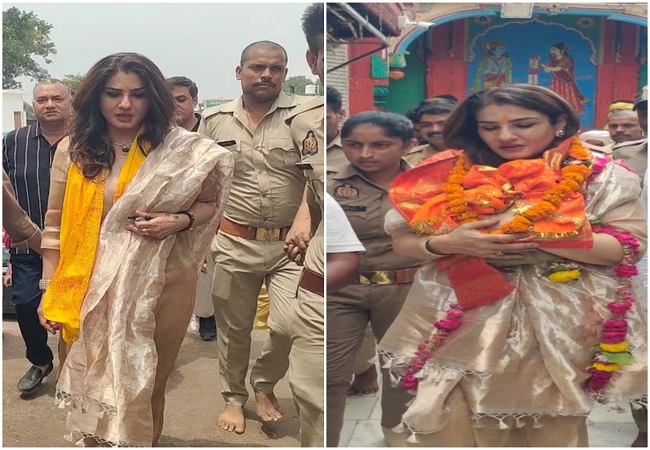 रामनगरी अयोध्या पहुंच कर रवीना टंडन ने रामलला और हनुमानगढ़ी के किए दर्शन, जय श्री राम का किया उद्घोष