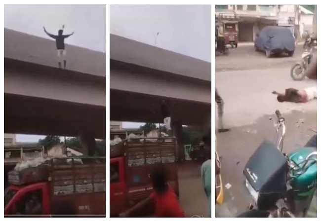 VIDEO-ये साहब रील बनाने के लिए फ्लाईओवर पर चढ़कर टेंपो पर कूदने वाली टाइमिंग में चूके और उनकी जिदंगी बन गई रेल