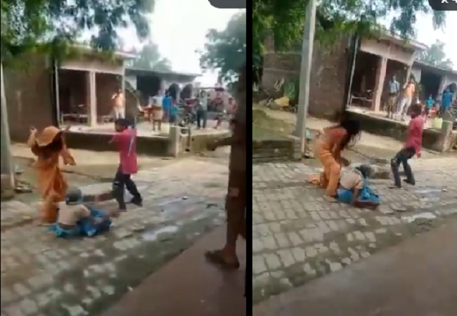 कलयुगी बहु ने बुजुर्ग सास को चप्पलों से पीटा, बदले में देवर ने कर दी डंडे से भाभी की​ पिटाई, देखे वीडियो