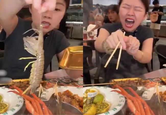 viral video: जिंदा झींगा खाने ही वाली थी महिला कि तभी पड़ गए लेने के देने