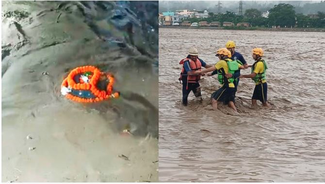 VIDEO-सहस्रधारा में बादल फटने से शिवलिंग जलमग्न, मसूरी में एक मजदूर की मौत, देखें तबाही का मंजर