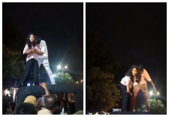 वायरल वीडियो- पुलिस की गाड़ी की छत पर चढ़कर युवक और किशोरी ने किया डांस, युवक को गिरफ्तार कर भेजा गया जेल