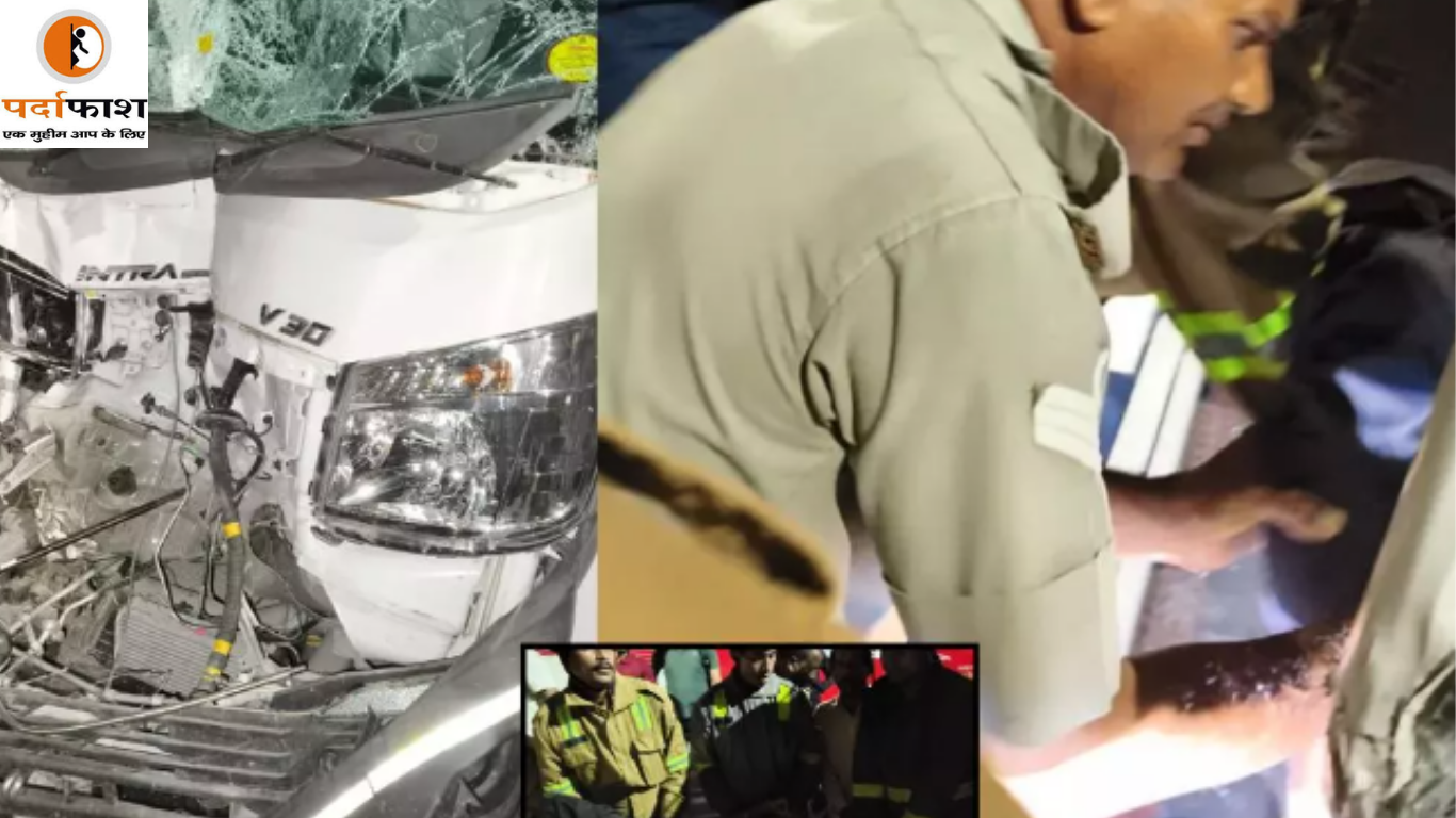 Lucknow Accident:फैजाबाद रोड पर गाड़ी रेलिंग से भिड़ी, फंसे चालक को मशीनो द्वारा निकाला गया