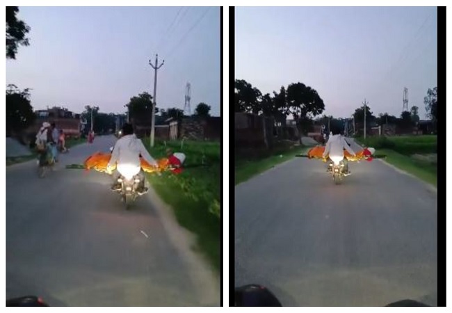 मानवता हुई शर्मशार, नहीं मिला शव वाहन तो अंतिम संस्कार के लिए बाईक पर लेकर गए लाश- देखे वीडियो