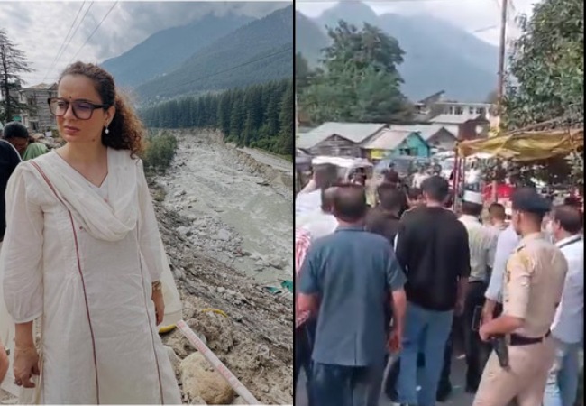 VIDEO- बाढ़ पीड़ितों से मिलने पहुंचीं बीजेपी सांसद पर फूटा लोगों का गुस्सा, ‘Kangana Ranaut go back, you are late’