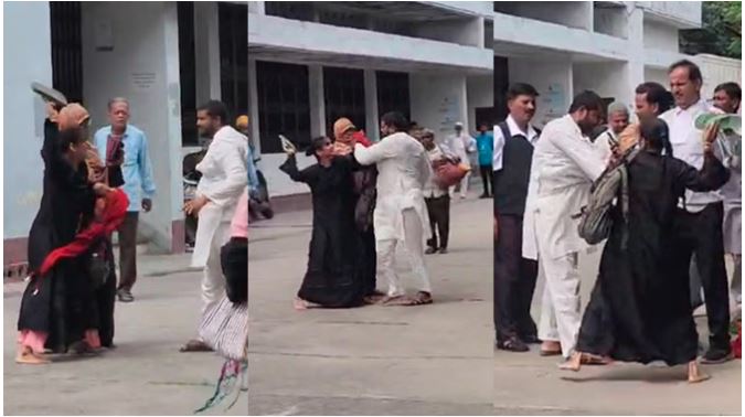 Video : रामपुर कोर्ट के बाहर निकलते ही शौहर ने दिया तलाक, आग बबूला बीबी ने चप्पल से मियां की जमकर कर दी धुनाई