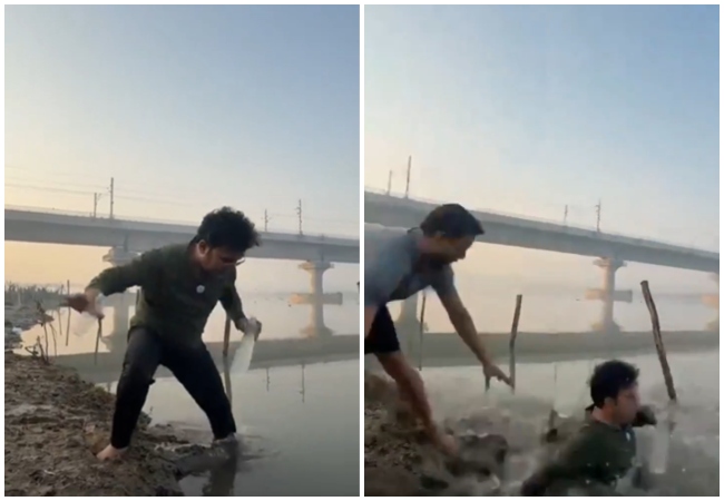 Video: भाजपा MLA रविंद्र नेगी फिसलकर यमुना में गिरे, AAP नेता बोले- झूठ से तंग आकर मैया ने अपने पास बुला लिया