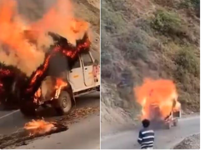 VIDEO : देहरादून में पराली ले जा रहा वाहन धूं-धूंकर जलने लगा, रोकने बजाए आग का गोला बने वाहन को सड़क पर दौड़ाता रहा ड्राइवर