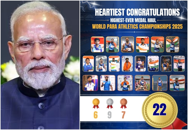 PM मोदी ने विश्व पैरा-एथलेटिक्स चैंपियनशिप में शानदार प्रदर्शन के लिए एथलीटों को दी बधाई