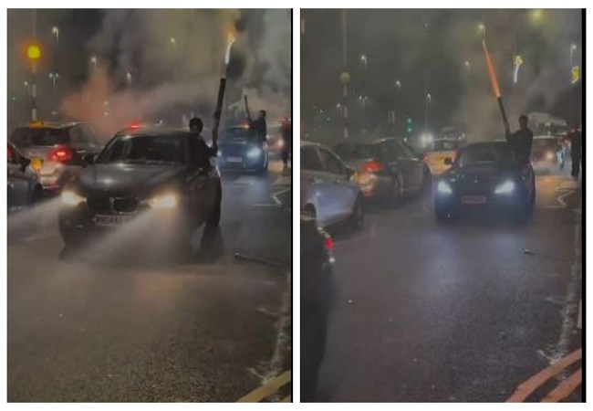 दिवाली के मौके पर लंदन की सड़कों पर कार से की गई आतिशबाजी, वीडियो वायरल