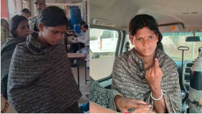 लोकतंत्र की मिसाल : प्रसव के कुछ घंटे बाद महिला सुबह वोट डालने मतदान केंद्र पर पहुंची