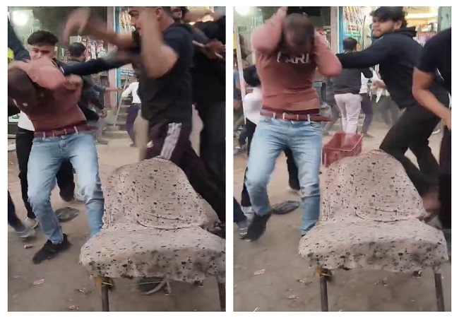 दबंगों ने बीच सड़क पर व्यापारी के बेटों को जमकर पीटा, पुलिस ने मामूली धाराओं में दर्ज किया मुकदमा, मारपीट का वीडियो वायरल