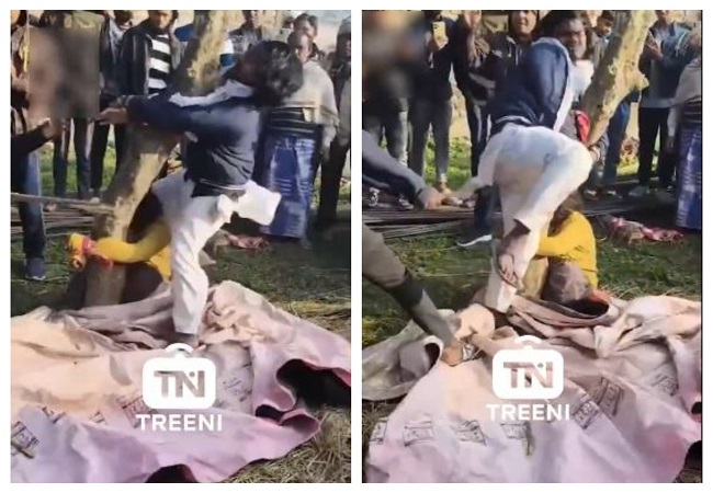 VIDEO: शादीशुदा महिला के साथ आपत्तिजनक हालत में दिखा मौलवी, ग्रामीणों ने पेड़ से बांध कर डंडों से पीटा