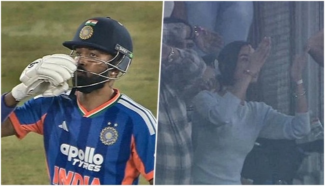VIDEO-हार्दिक पंड्या ने अहमदाबाद में अर्धशतक जड़ने के बाद ऐसे किया सेलिब्रेट, गर्लफ्रेंड माहिका शर्मा को दिया फ्लाइंग-किस