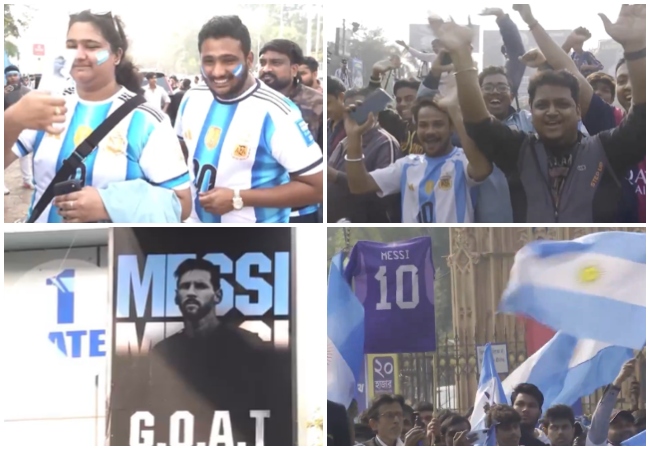 Lionel Messi के आने पर 'ब्लू और व्हाइट' रंग में रंगा कोलकाता, स्टार फुटबॉलर को देखने के लिए स्टेडियम के बाहर लंबी कतार