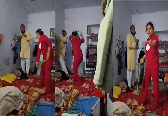 Video: मौलाना को महिला ने हंटर से जमकर पीटा, 15 वर्षीय लड़की के गलत काम करने का आरोप