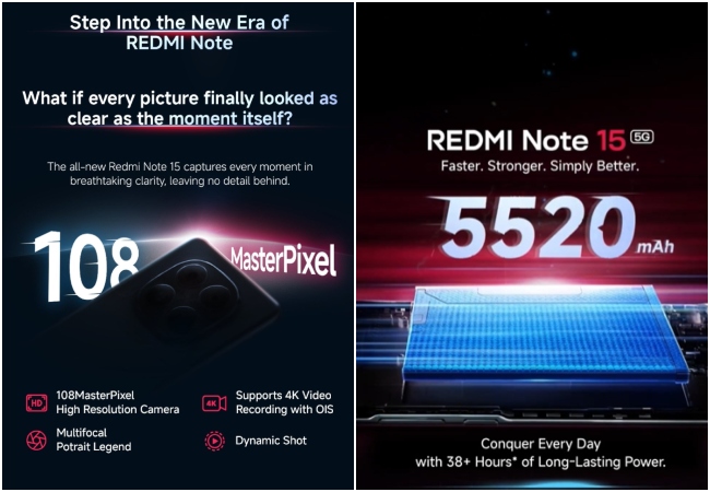 भारत में लॉन्च से पहले Redmi Note 15 5G की बैटरी और कैमरा फीचर्स आए सामने, चेक करें डिटेल्स