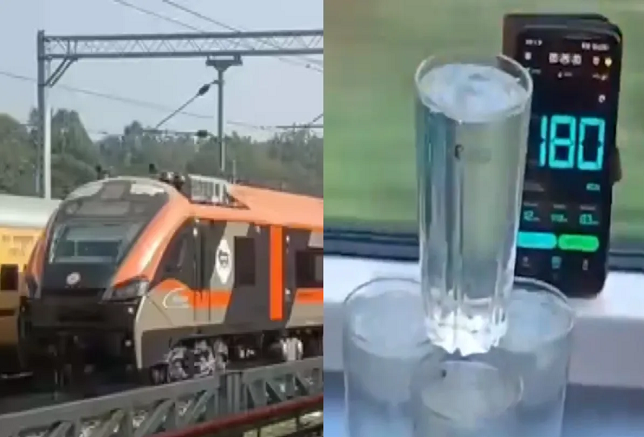 Video : गिलास के ऊपर गिलास... 180 KM/H की स्पीड से दौड़ी वंदे भारत स्लीपर ट्रेन; नहीं गिरा एक बूंद पानी