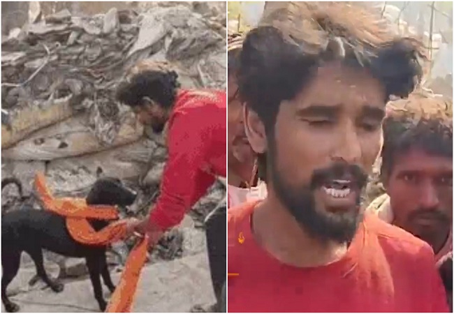 Video-नीतीश सरकार के बुलडोज़र एक्शन से खफा BJP समर्थक ने काटी अपनी चोटी, कुत्ते को पहनाया भगवा गमछा, बोला- अब नहीं चाहिए 'टिक्की वाली सरकार'