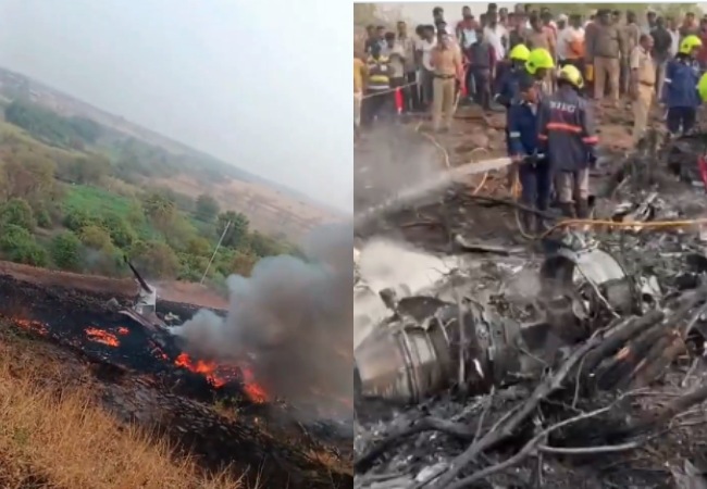 क्रैश लैंडिंग के बाद अजित पवार का विमान हो गया था जलकर खाक, देखें- दुर्घटनास्थल का Video