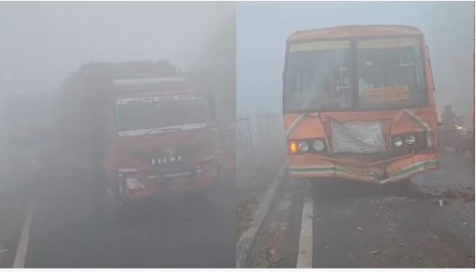 Bareilly Road Accident : बरेली हाईवे पर रोडवेज बस समेत 20 वाहन टकराए, 24 लोग घायल