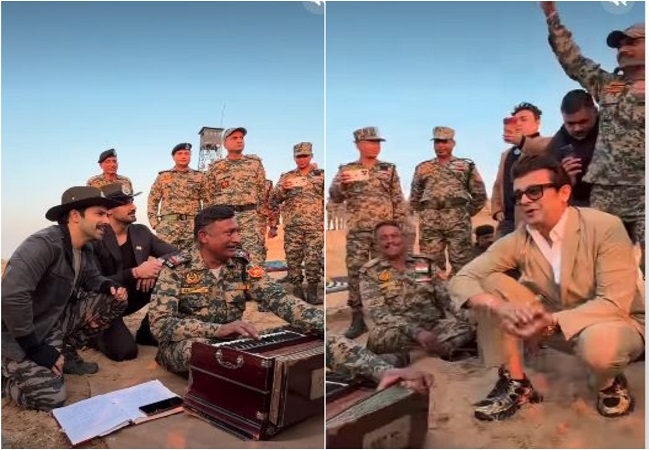 Video : बीएसएफ के जवानों के साथ फिल्म 'बॉर्डर-2' के एक्टर वरुण धवन की मस्ती, 'घर कब आओगे' गाने पर जमाया रंग