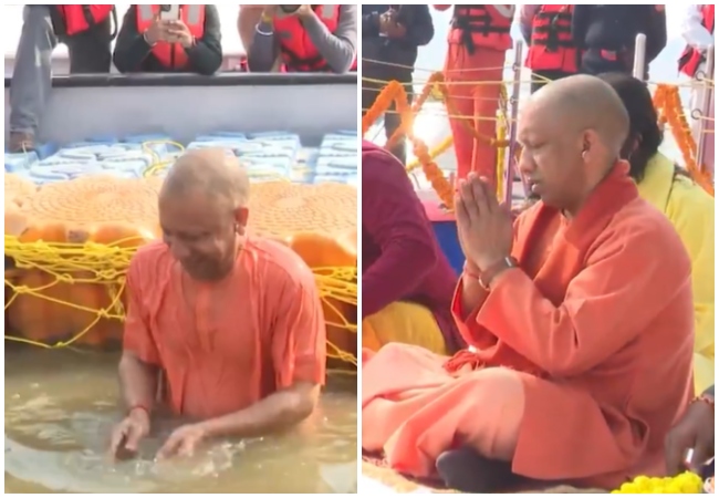 प्रयागराज माघ मेले के दौरान CM योगी ने संगम में लगाई डुबकी, पवित्र स्नान के बाद की पूजा अर्चना