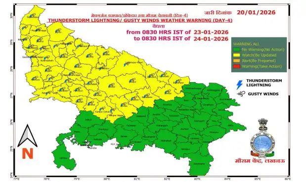 यूपी में दो पश्चिमी विक्षोभ होगा सक्रिय, 23 जनवरी से इन जिलों में बारिश का ओलावृष्टि अलर्ट