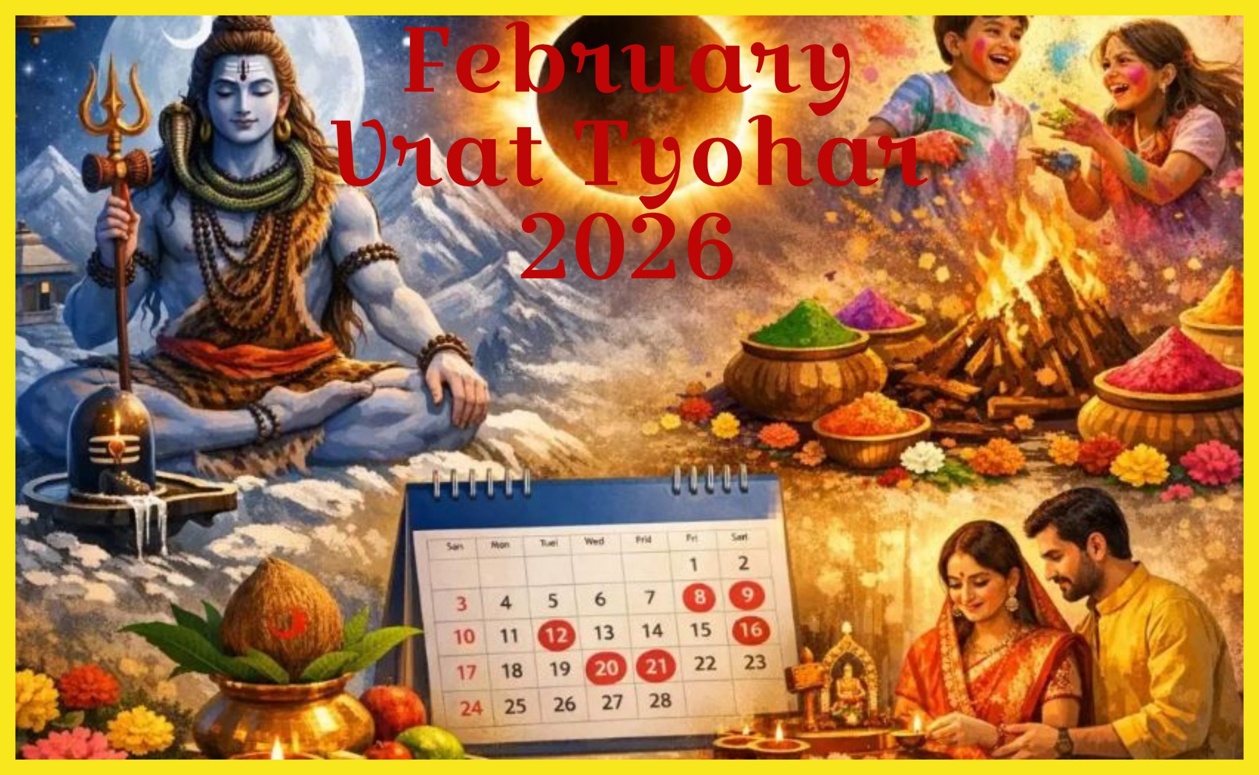 February Vrat Tyohar 2026  :  फरवरी में मनाए जाएंगे ये व्रत त्योहार , देखें फेस्टिवल की पूरी लिस्ट