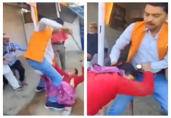 VIDEO: भाजपा नेता की शर्मनाक हरकत, बीच सड़क पर महिला को बाल पकड़ कर पटका, लाठी से कि जमकर पिटाई, मूकदर्शक बने रहे राहगीर