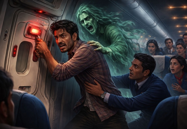 वाराणसी एयरपोर्ट पर हंगामा: लैंडिंग के वक्त इमरजेंसी गेट खोलने लगा एक यात्री, कहा- ‘भूत ने करवाया’