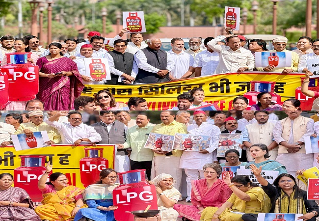 सदन के बाहर नारेबाजी 'नरेंदर भी गायब, सिलेंडर भी गायब', राहुल गांधी, बोले-पीएम मोदी घबराए हुए हैं, इसलिए संसद नहीं आ रहे हैं