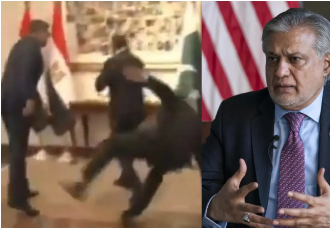 VIDEO-ईरान शांति वार्ता के दौरान पाकिस्तानी विदेश मंत्री इशाक डार हुए धड़ाम, कंधे में हो गया हेयरलाइन फ्रैक्चर