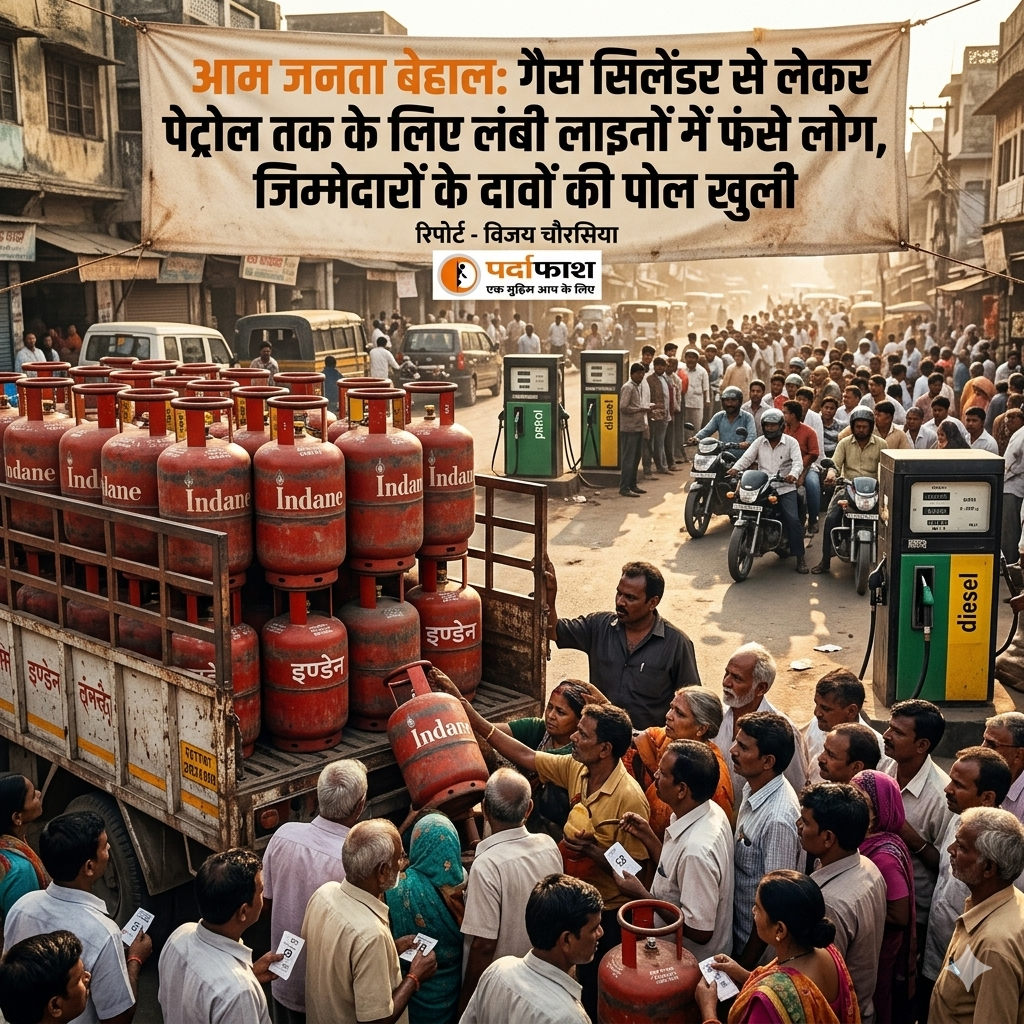 आम जनता बेहाल: गैस सिलेंडर से लेकर पेट्रोल तक के लिए लंबी लाइनों में फंसे लोग, जिम्मेदारों के दावों की पोल खुली