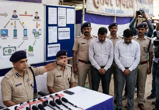 राजकोट में 2500 करोड़ का साइबर फ्रॉड बेनकाब, बैंक अधिकारियों समेत 20 आरोपी गिरफ्तार, Yes, Axis और HDFC बैंक अधिकारी भी शामिल