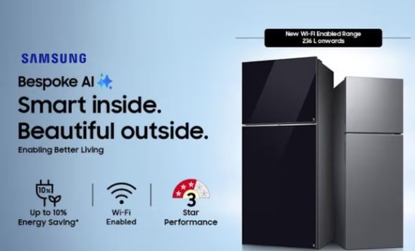 Samsung Smart Refrigerator :  सैमसंग स्मार्ट फ्रिज में मिलेंगे AI एनर्जी सेविंग और रिमोट कंट्रोल फीचर्स , जानें कीमत और उपलब्धता