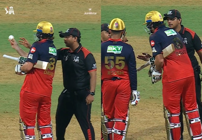 Video : मुंबई-आरसीबी मैच में गेंद बदलने पर बवाल, टिम डेविड और अंपायरों के बीच देखने को मिला जबरदस्त ड्रामा