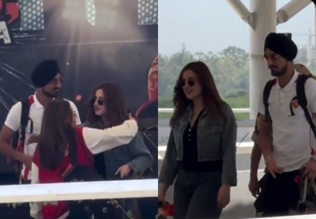 Video- एयरपोर्ट पर रूमर्ड गर्लफ्रेंड समरीन कौर के  साथ दिखे अर्शदीप सिंह,  डेटिंग की खबरों ने पकड़ा जोर