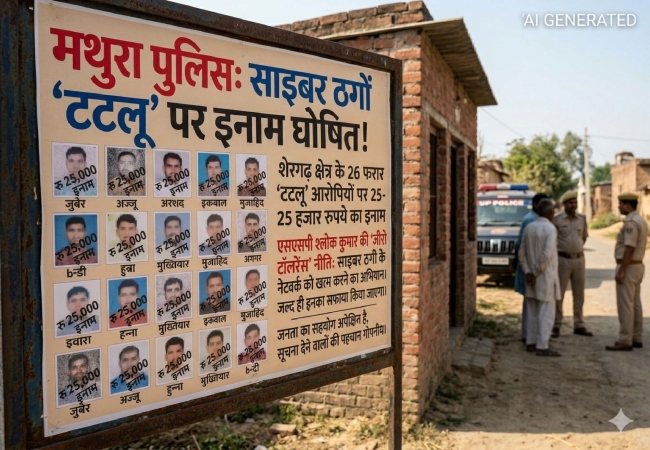 मथुरा : SSP ने एक ही के गांव 26 फरार साइबर ठगों पर, 25-25 हजार रुपये का इनाम घोषित किया, यूपी का जामताड़ा है ये गांव