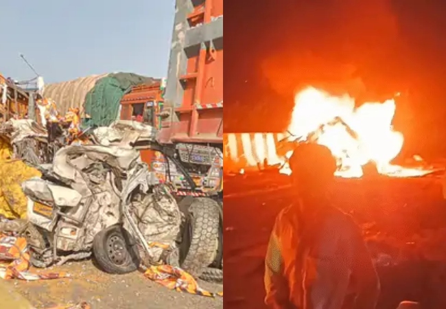 मिर्जापुर: ब्रेक फेल ट्रक ने मारी टक्कर, मुंडन कराकर लौट रहा था पूरा परिवार; मासूम समेत 9 लोग जिंदा जल गए, कुल 11 लोगों की मौत