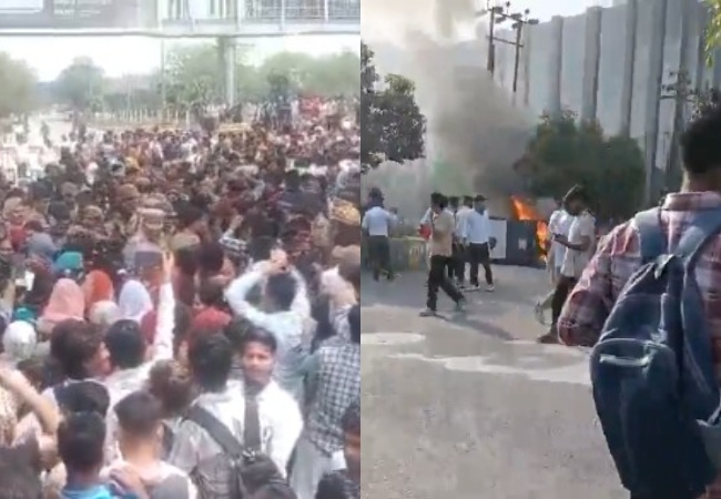 video- नोएडा में भी वेतन वृद्धि की मांग को लेकर कर्मचारियों का प्रदर्शन, गाड़ियों को आग लगाई, पुलिस ने आंसू गैस के गोले दागे