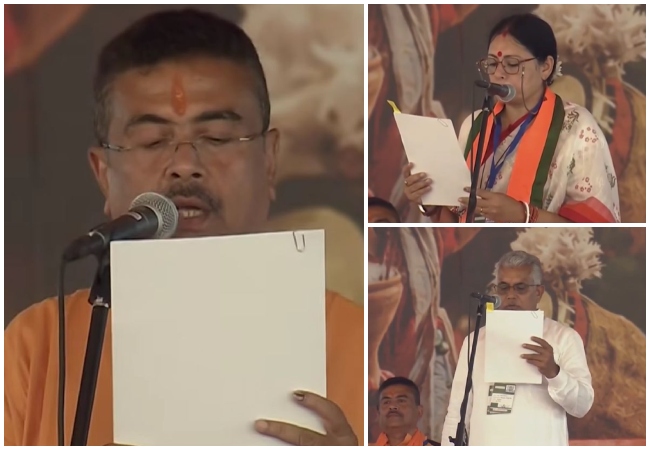 बंगाल के नए CM सुवेंदु अधिकारी और पांच मंत्रियों ने ली शपथ, दिलीप घोष और अग्निमित्रा पॉल बनें मंत्री